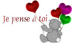 Gif animé je pense à toi ourson ballons